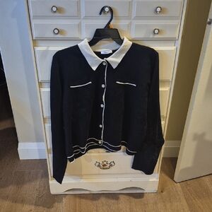Ricki's Black and White Cardigan Sweater
